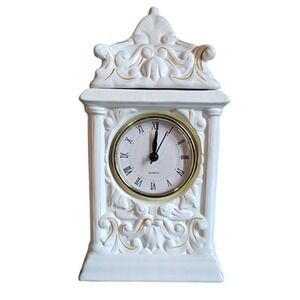 Disney Alice Through the Looking Glass Cookie Jar Clock Ceramic White Gold Trim